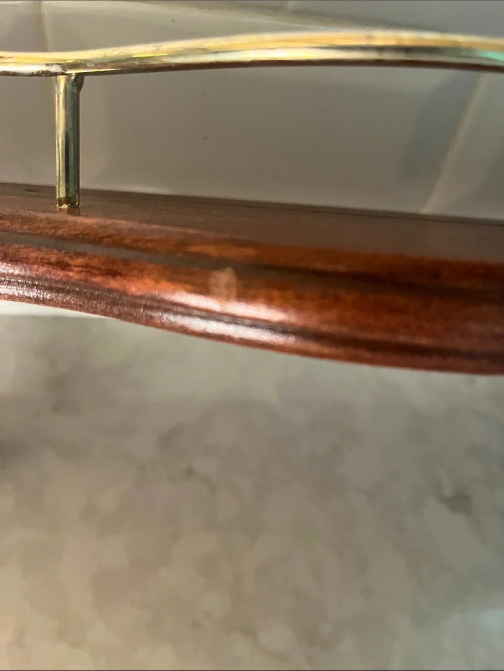 Vintage Home Interiors Brown  brass Wood Shelf w/ plate groove ready to hang
